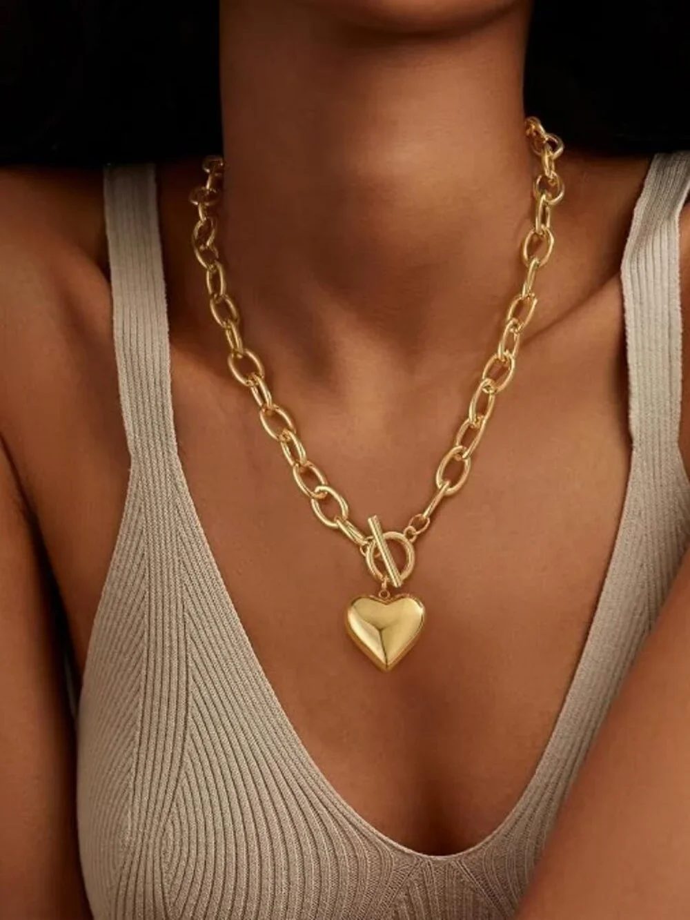 Chunky Gold Charm Necklace for Women Trendy Non Tarnish Paperclip Necklace | 14K